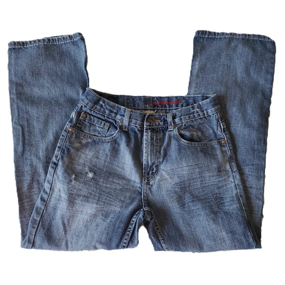 Urban Pipeline Relaxed Boot Cut 100% Cotton Distressed Jeans 16